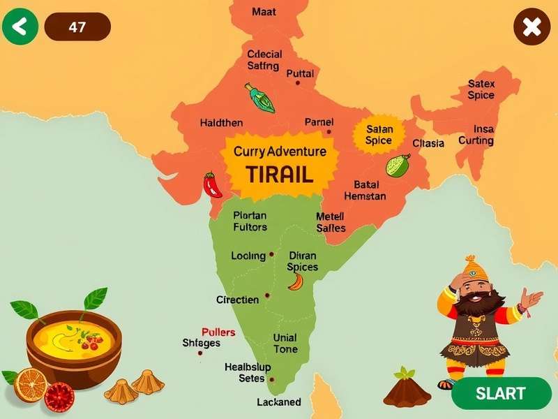 Map of India showing different culinary regions in Curry Adventure Trail