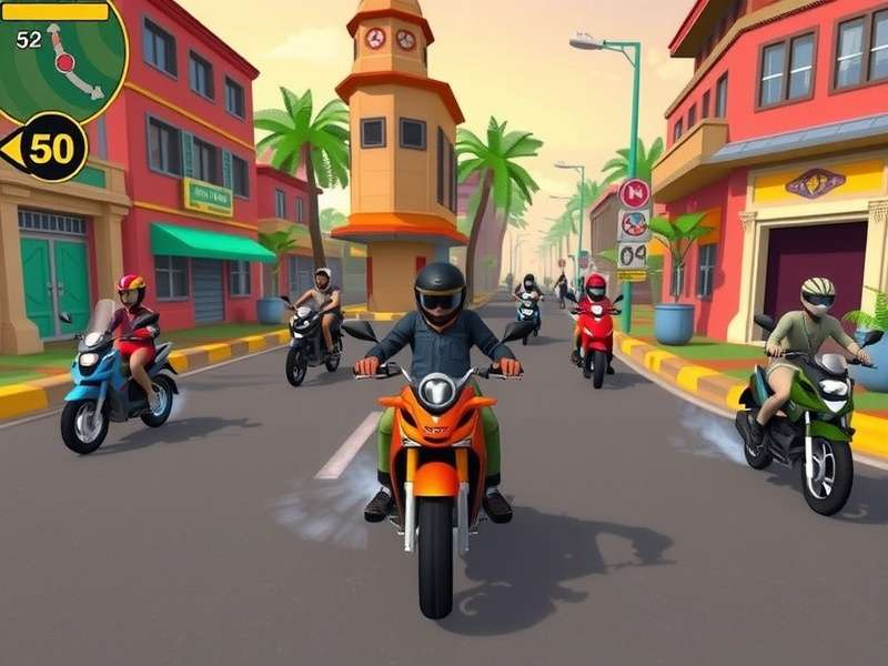 Safari Scooty Blitz gameplay screenshot showing vibrant Indian streets