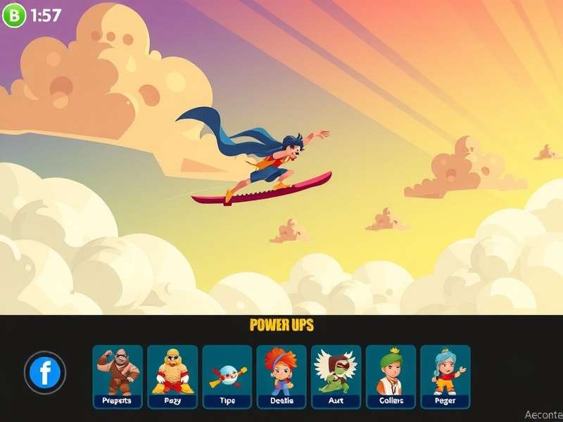 Papri Sky Surfer power-ups and collectibles display