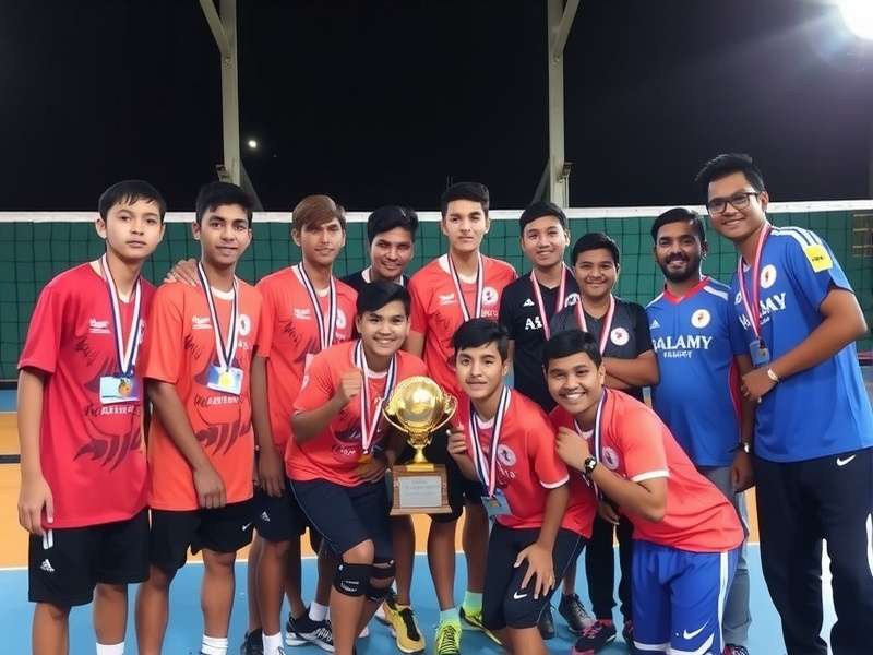 Goa Junior Volley Strikers team celebration after winning championship