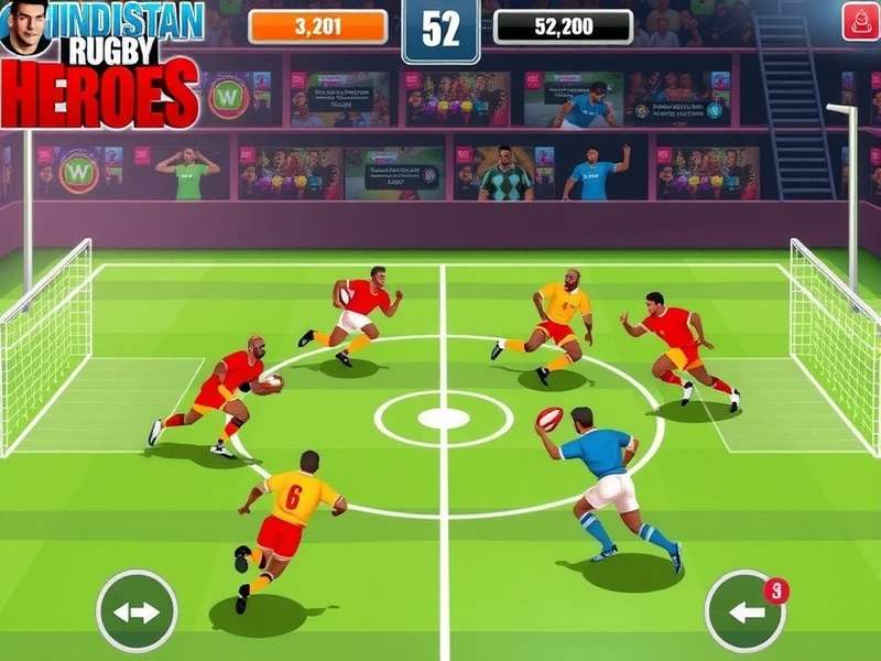 Hindustan Rugby Heroes gameplay screenshot showing intense rugby action
