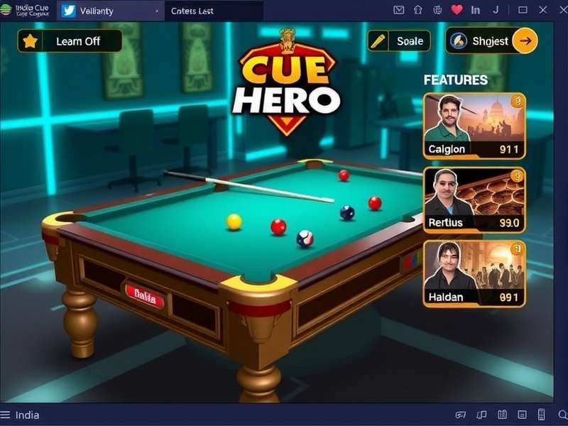 Indian Cue Hero gameplay interface showing billiards table