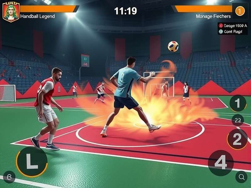 Handball Legend IN gameplay screenshot showing intense match action
