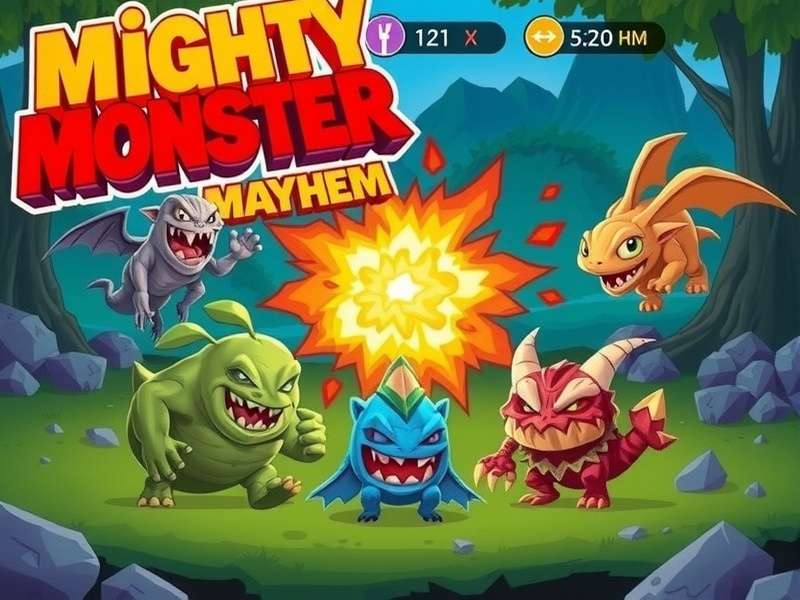 Mighty Monster Mayhem gameplay screenshot showing monster battle
