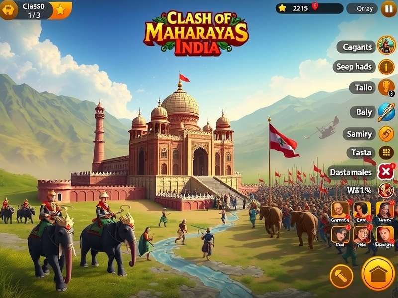 Clash Of Maharajas India gameplay screenshot showing royal palace and armies