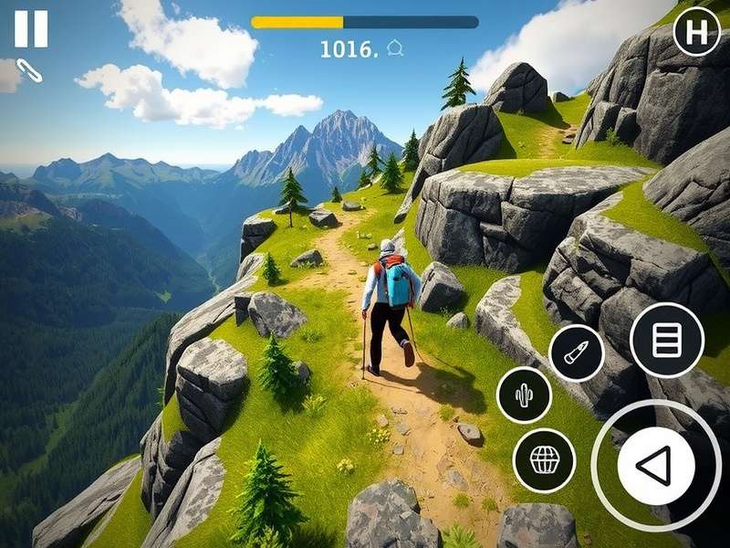 Hurry Hike control interface showing swipe gestures and on-screen buttons