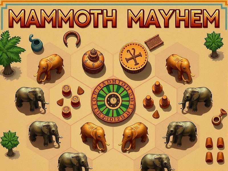 Mammoth Mayhem gameplay illustration showing ancient Indian board game