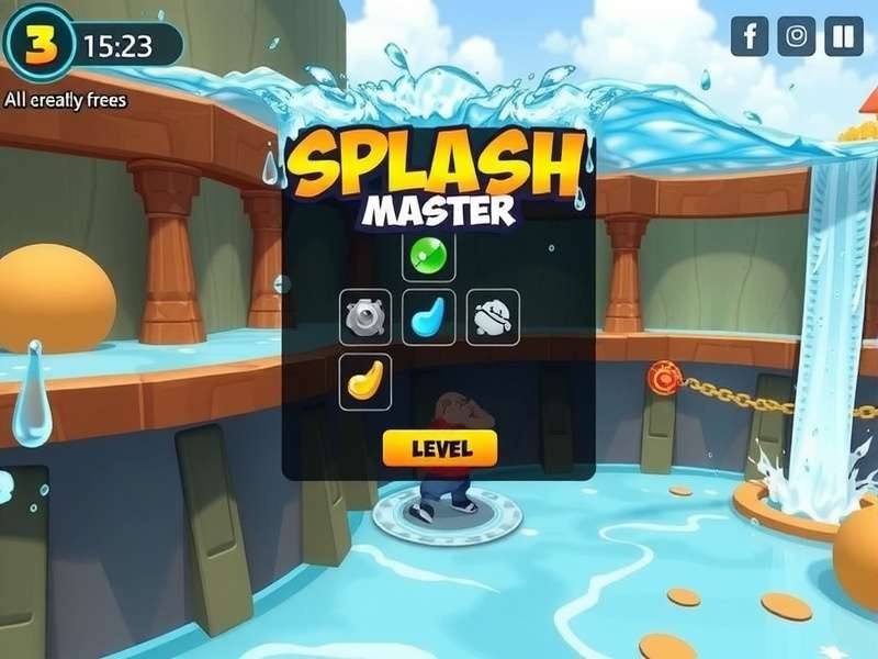Splash Master gameplay interface showing water effects and character selection