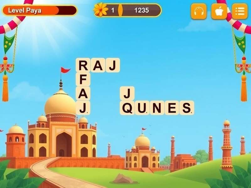 Raj Word Quest gameplay interface showing word puzzle