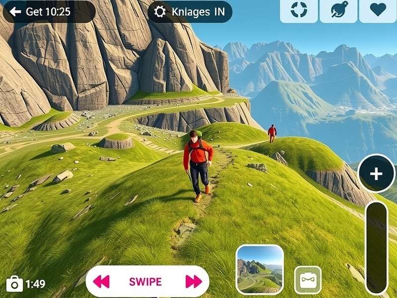 Hurry Hike environment showing detailed mountain landscape with hiking path