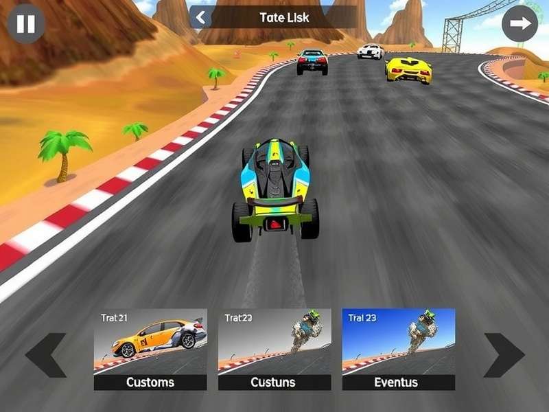 Turbo Racer Extreme track selection showing diverse racing environments