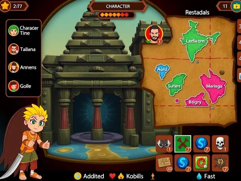 Dungeon Crawlers Indian Saga gameplay screenshot showing character in ancient Indian temple