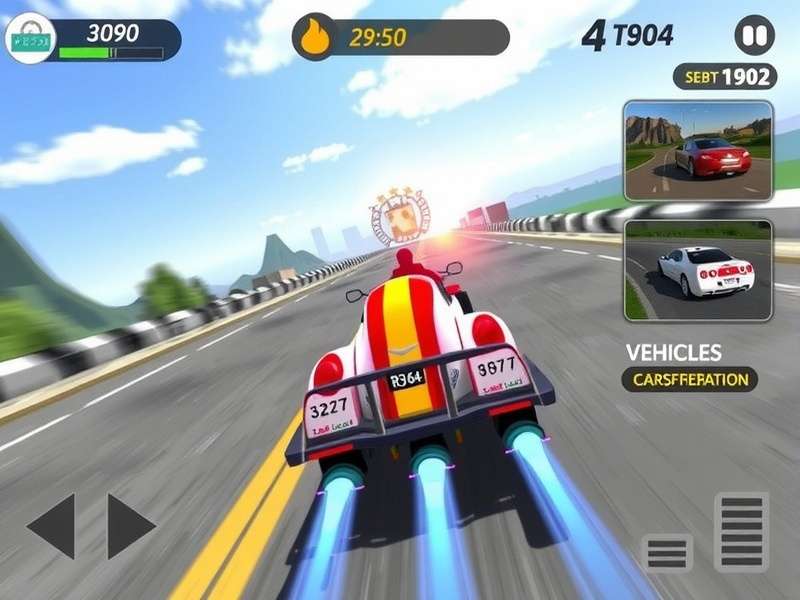 Turbo Racer Extreme gameplay screenshot showing high-speed racing action