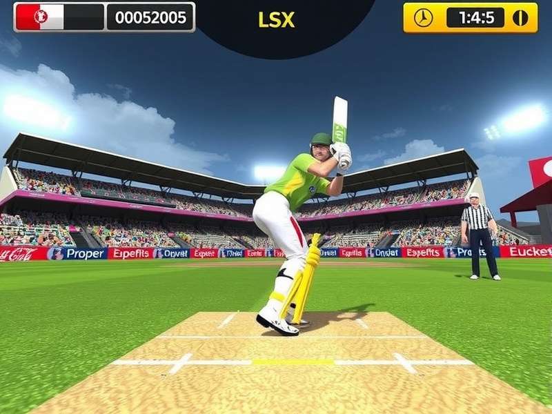 Real Cricket PC Gameplay Screenshot showing batting interface