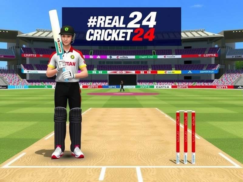 Real Cricket 24 PC Gameplay Screenshot showing a batsman hitting a shot