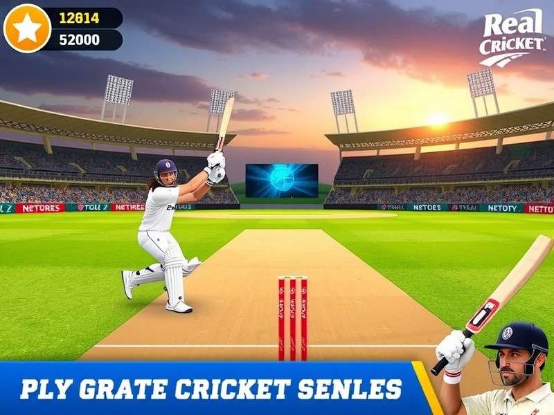 Real Cricket Swipe gameplay screenshot showing batting interface