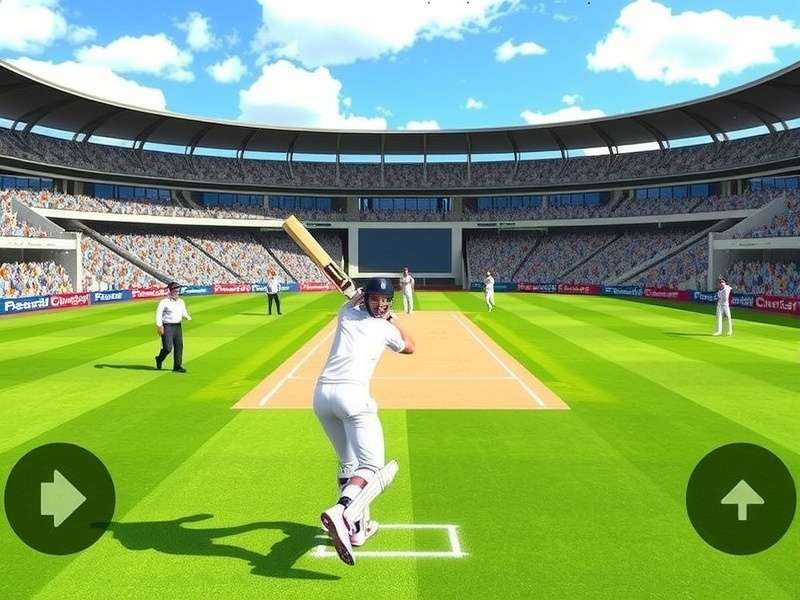Real Cricket 23 Gameplay Screenshot showing a batsman hitting a six