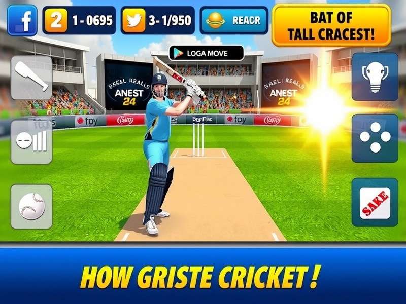 Real Cricket 24 gameplay on PC showing batting interface