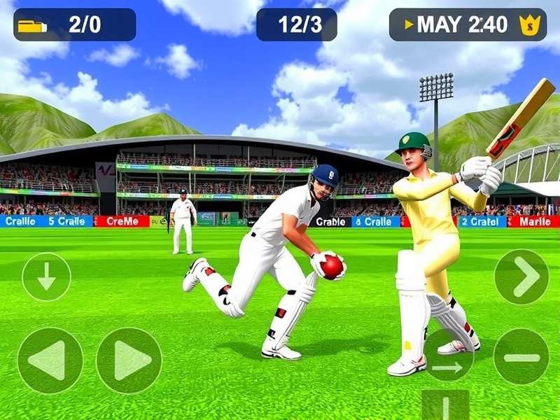 Real Cricket 24 Gameplay Screenshot showing batting action