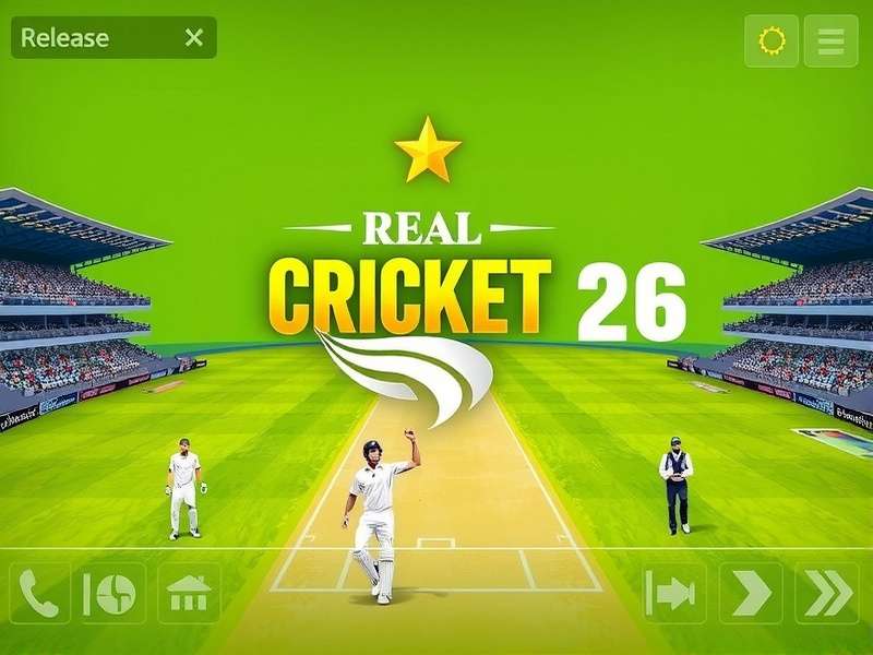 Real Cricket 26 Gameplay Screenshot showing a batsman hitting a shot