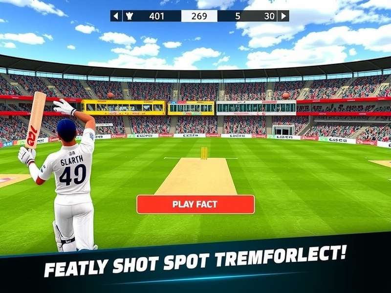 Real Cricket 24 gameplay screenshot showing batting interface