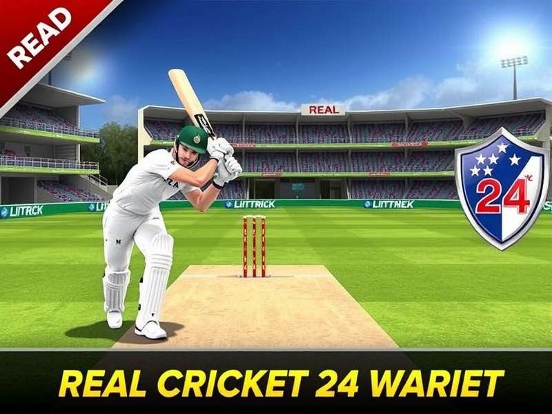 Real Cricket 24 spin bowler executing perfect delivery with ball trajectory visible