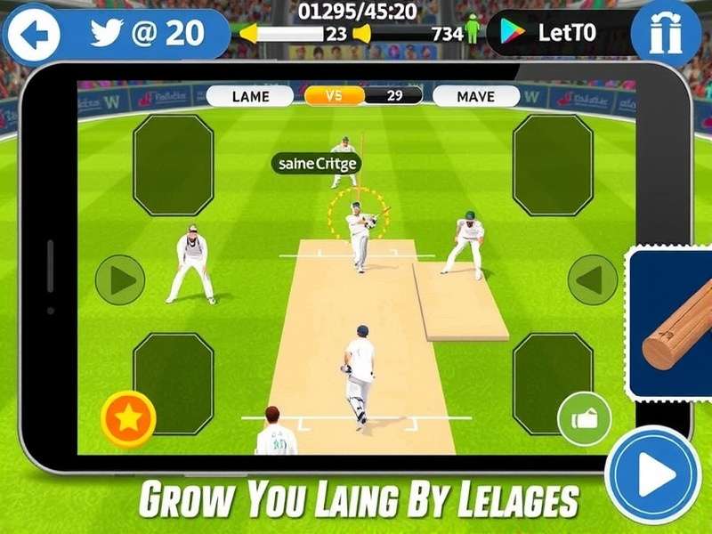 Real Cricket 24 gameplay screenshot showing a batsman hitting a shot