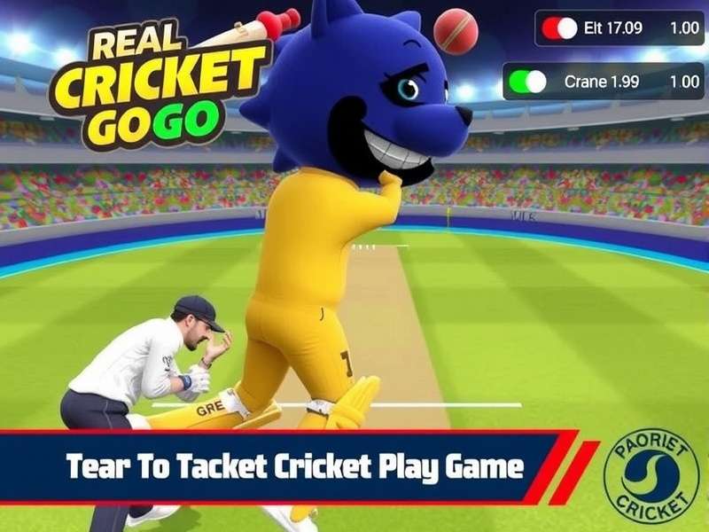 Real Cricket Go Game gameplay screenshot showing a batsman hitting a shot