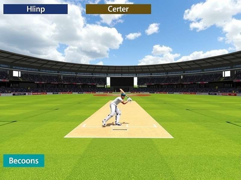 Real Cricket 24 PC gameplay screenshot showing batting interface