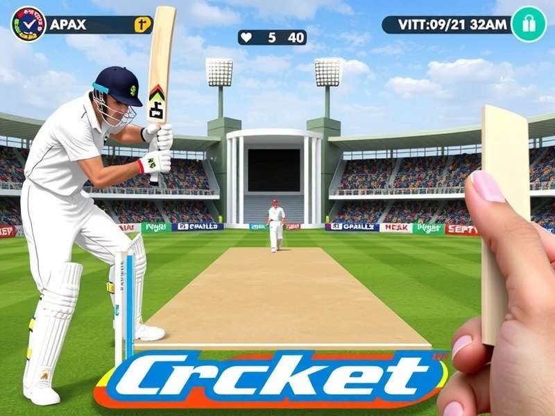 Real Cricket Game in-match screenshot showing batting interface