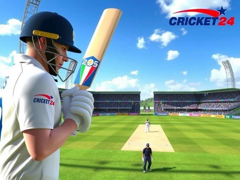 Real Cricket 24 Gameplay on PC showing a batsman hitting a shot