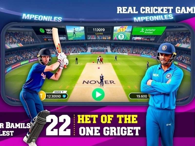Real Cricket Game For PC – batting action at an Indian stadium
