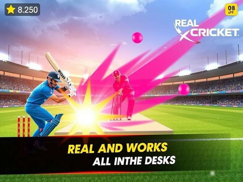 Real Cricket Swipe For Laptop — Hero banner showing cricket action on a laptop screen with Daman branding