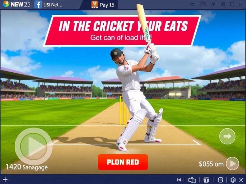Real Cricket 25 gameplay screenshot showing batsman and bowler on a cricket field