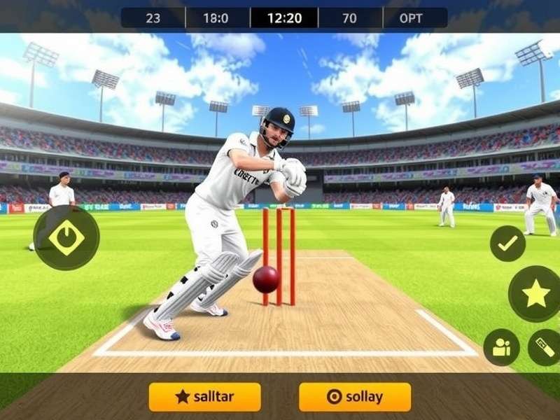 Real Cricket 24 Pc Game action shot featuring a batsman playing a cover drive in a packed Indian stadium